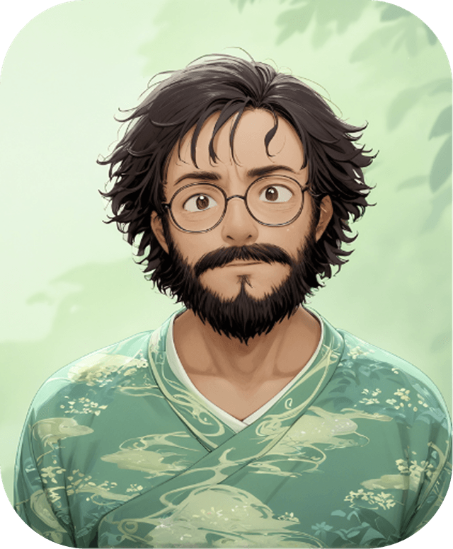 Smiling man in tropical shirt